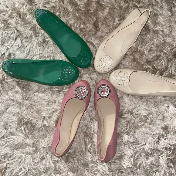 Two pairs of Tory Burch Ballet Flats. Dusted Pink and Cream. - Picture 1 of 10